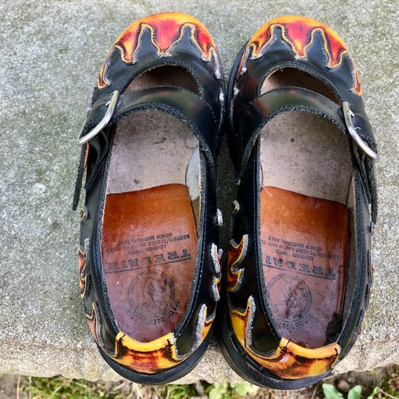 Vintage Tredaire Mary Jane Flame Hot Gothic Punk Dr Martens England 6.5 - Picture 6 of 11